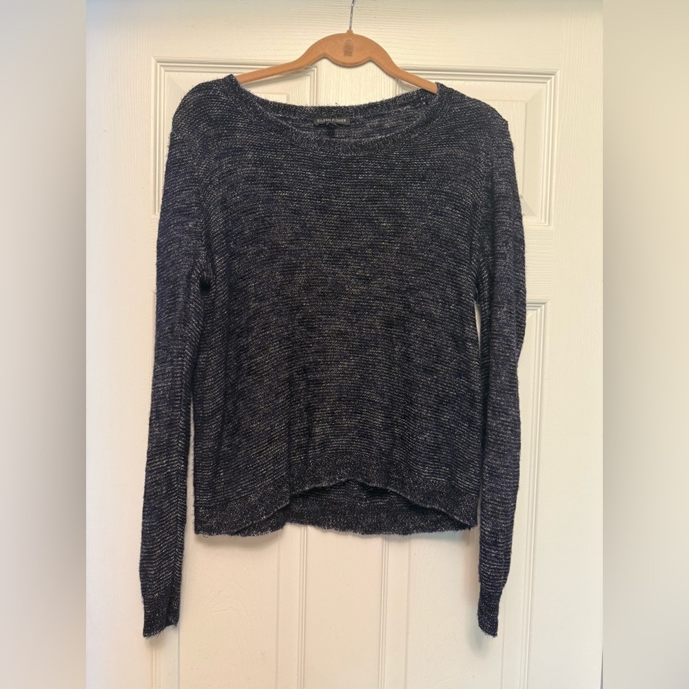 Eileen Fisher Women’s Navy Blue Pullover Sweater Size M Italian Yarn